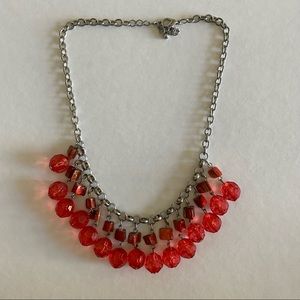 Red & Silver Statement Necklace